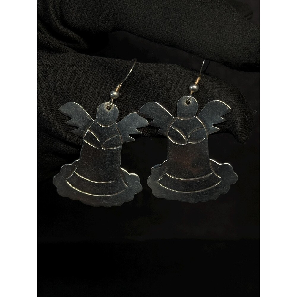 Taxco TC-189 925 Sterling Silver Angel Dangle Earrings Mexican